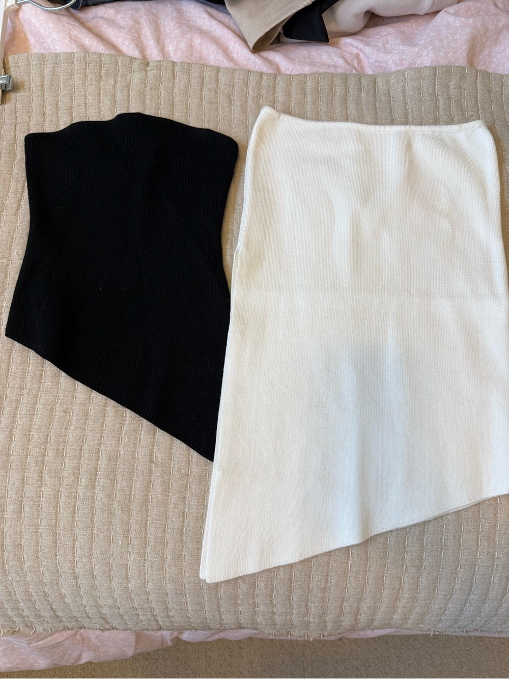 Dynamite Black and White Asymmetric Tube Tops